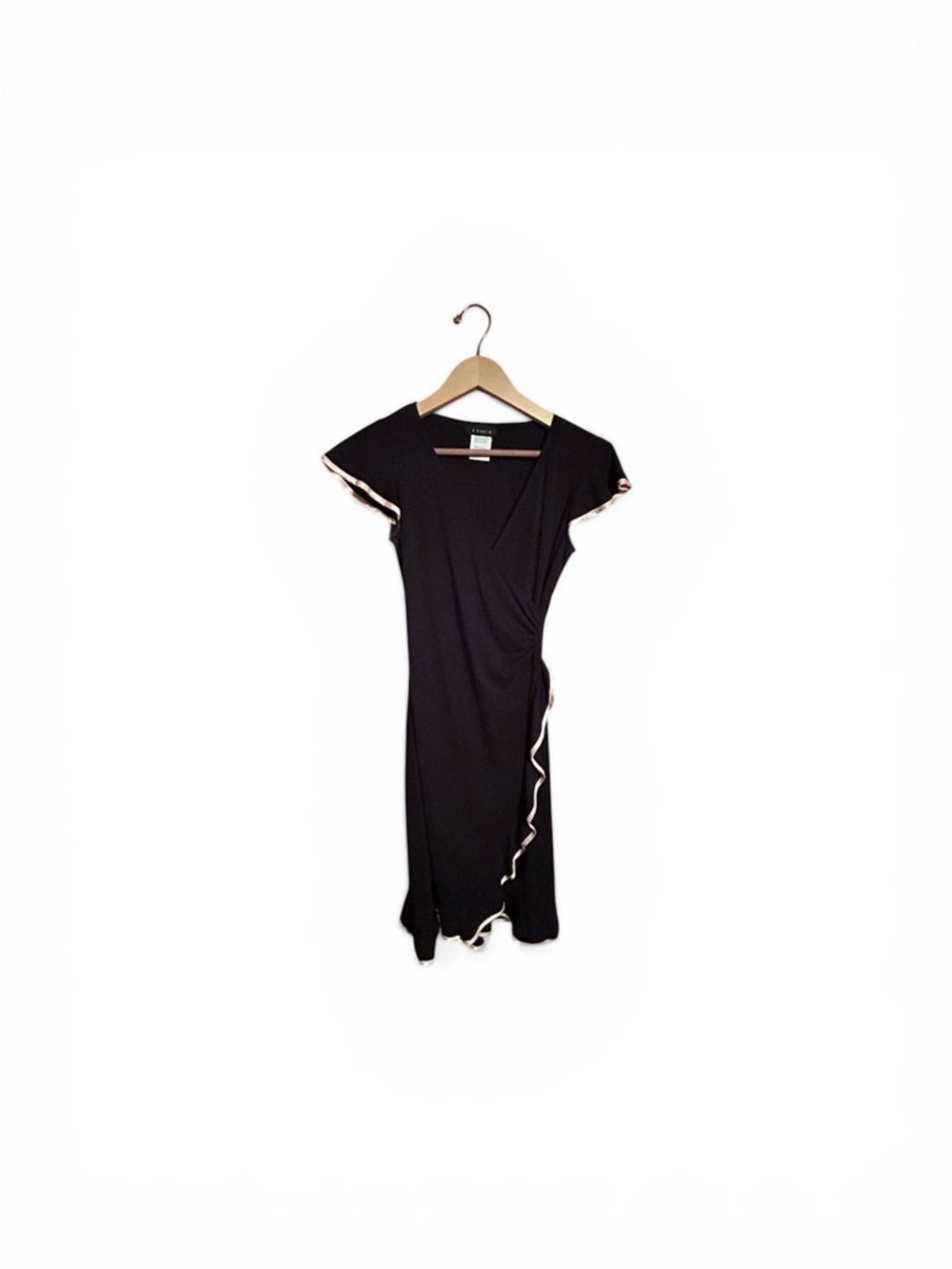 B. Darlin Black Flutter Ruffle Wrap Dress 
Women’s Size Small 3/4